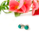 Malachite Stud Earrings in Silver