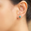 Malachite Stud Earrings in Silver