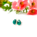 Malachite Stud Earrings in Silver