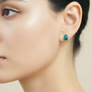 Malachite Stud Earrings in Silver