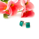 Malachite Stud Earrings in Silver
