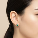 Malachite Stud Earrings in Silver