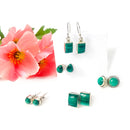 Malachite Stud Earrings in Silver