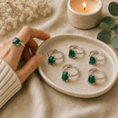 Malachite adjustable silver rings by Talk to Crystals featuring natural healing crystal jewellery for transformation, protection, emotional healing, heart chakra balance, personal growth, and positive change in India.