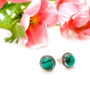 Malachite Stud Earrings in Silver