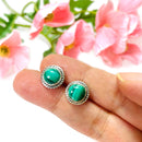 Malachite Stud Earrings in Silver