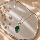 Malachite Small Pendant in Silver