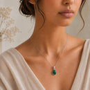Malachite Small Pendant in Silver