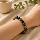 Mixed Tiger Eye Round Bead Bracelet (Confidence and Protection from Jealousy)
