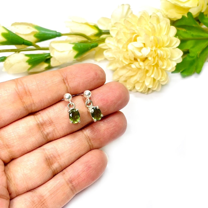 Moldavite Earrings in Silver