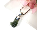 Moldavite Cap Pendant in Silver