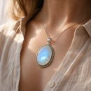 Moonstone silver pendant oval large