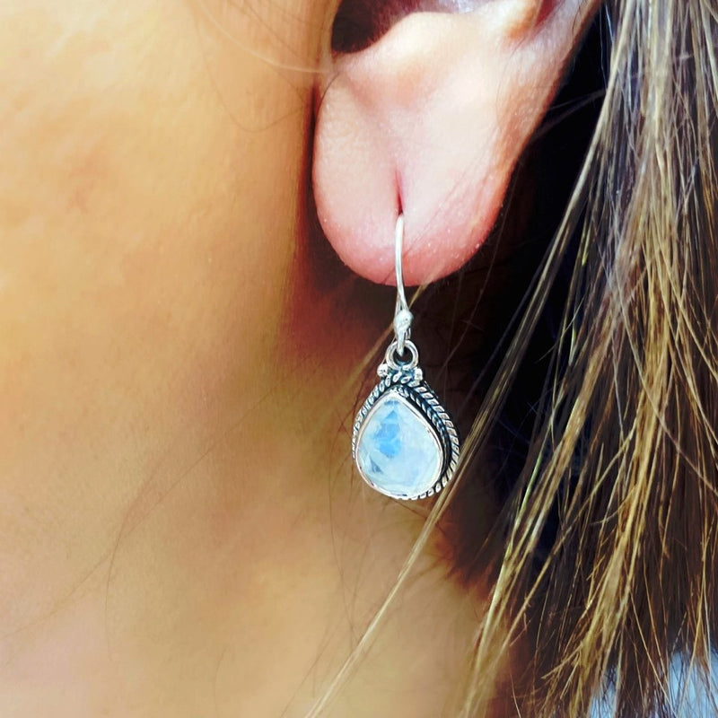 Moonstone Earrings in Silver