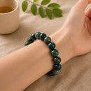 Moss Agate Round Bead Bracelet (Prosperity and Balance)
