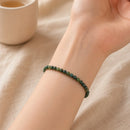 Moss Agate Round Bead Bracelet (Prosperity and Balance)