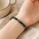 Moss Agate Round Bead Bracelet (Prosperity and Balance)