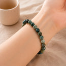 Moss Agate Round Bead Bracelet (Prosperity and Balance)