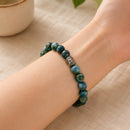 Moss Agate Round Bead Bracelet (Prosperity and Balance)