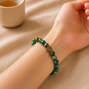 Moss Agate Round Bead Bracelet (Prosperity and Balance)