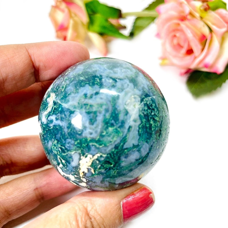 Moss Agate Sphere (Abundance)