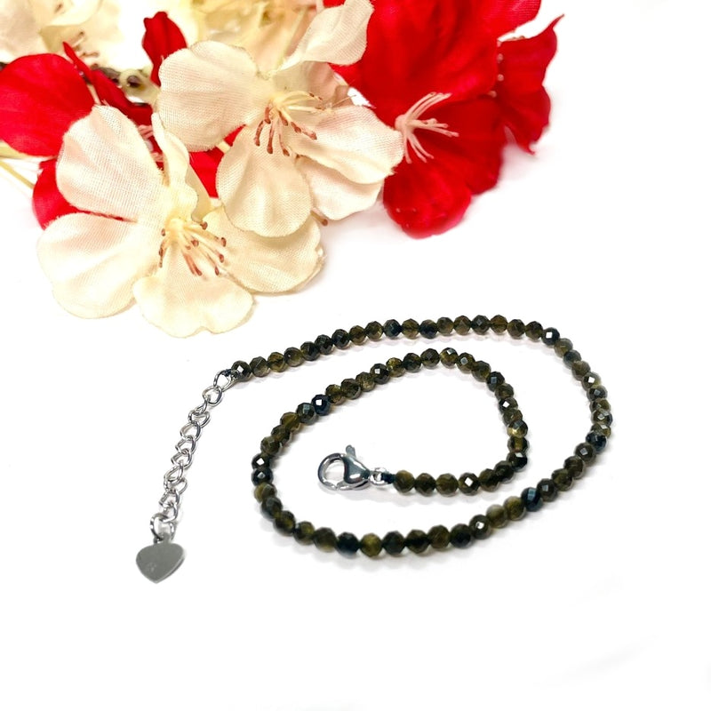 Black Obsidian Round Bead Anklet