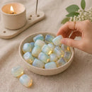 Opalite tumble stones by Talk to Crystals featuring glowing crystals for intuition, psychic abilities, crown chakra healing, meditation, spiritual growth, and calming energy in India