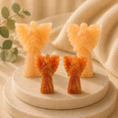 Orange Aventurine Archangel Gabriel idol with spread wings, symbolizing angelic protection, joy and encouragement to follow your dreams, with energy associated with manifestation, good fortune and self-worth