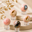 Natural Pink Opal spheres by Talk to Crystals for emotional healing, self-love, inner peace, stress relief, Heart Chakra healing and crystal home décor in India