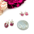Pink Tourmaline Rough Earrings in Silver