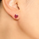 Pink Tourmaline Rough Earrings in Silver