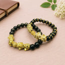 Natural Black Obsidian Pixiu bracelet by Talk to Crystals for protection, wealth, good fortune, grounding and shielding from negative energy with authentic gemstone beads