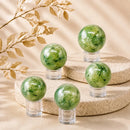 Prehnite spheres by Talk to Crystals, available in various sizes, featuring natural healing crystals for inner peace, intuition, emotional healing, harmony, unconditional love, and Heart Chakra healing in India