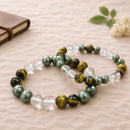 Natural crystal bracelet for prosperity and abundance with Pyrite, Tiger Eye and Clear Quartz gemstones by Talk to Crystals for wealth, success, confidence, manifestation and financial growth