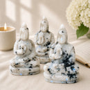 Rainbow Moonstone Sitting Buddha idols by Talk to Crystals, available in various sizes, featuring natural healing crystals for intuition, emotional balance, divine feminine energy, meditation, spiritual décor, and positive energy in India