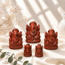 Red Jasper Ganesha idols by Talk to Crystals, available in various sizes, featuring natural healing crystals for strength, courage, stability, grounding, motivation, and auspicious beginnings, making meaningful spiritual and housewarming gifts in India