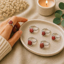 Red Jasper adjustable silver rings by Talk to Crystals featuring natural healing crystal jewellery for grounding, courage, stability, strength, motivation, and balanced energy in India.