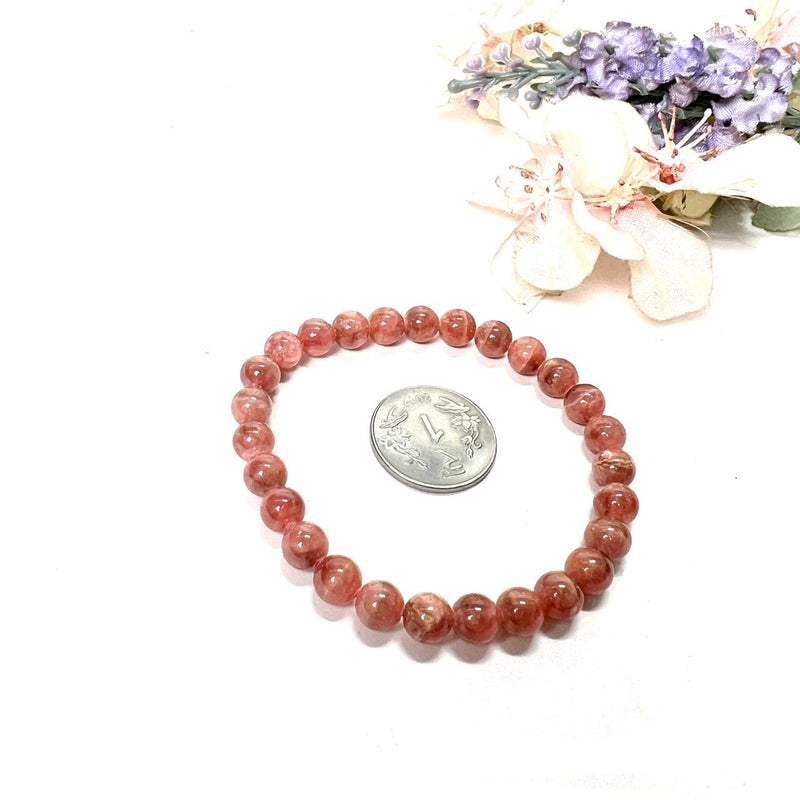 Rhodochrosite AAA Round Bead Bracelet (for Unconditional Self Love)