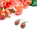Rhodochrosite Earrings in Silver