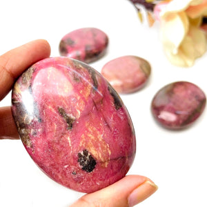 Rhodonite Palmstones (Self-Forgiveness & Worth)