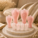 Natural Rose Quartz angel idols by Talk to Crystals for unconditional love, self-love, compassion, emotional healing, inner peace and Heart Chakra healing