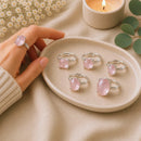 Rose quartz silver rings - Healing Crystal rings in silver - Talk to Crystals