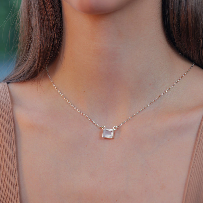 Rose Quartz Necklace in Silver