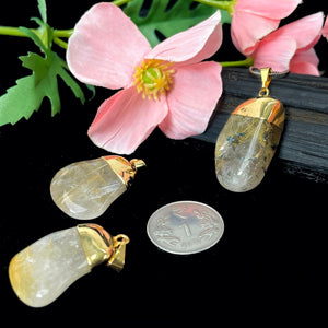 Golden Rutile Quartz Tumble Pendant from Brazil (Clarity & Protection)