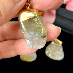 Golden Rutile Quartz Tumble Pendant from Brazil (Clarity & Protection)