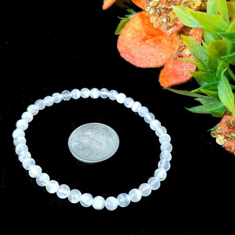 Selenite Round Bead Bracelet (Aura Cleansing)