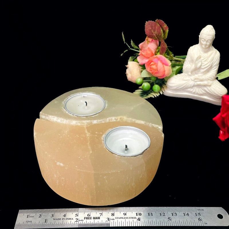 Selenite Yin Yang Candle Holder