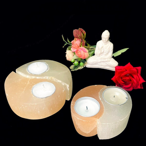 Selenite Yin Yang Candle Holder