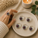 Star Ruby silver ring by Talk to Crystals featuring natural healing crystal jewellery for courage, confidence, passion, protection, vitality, leadership, and Root Chakra healing in India