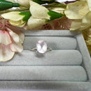 Rose Quartz Adjustable Ring in Silver (for Love and Romance)