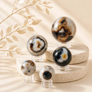 Sulemani Agate (Sulemani Hakik) spheres by Talk to Crystals, available in various sizes, featuring natural healing crystals for protection, grounding, emotional stability, courage, and removing negative energy in India
